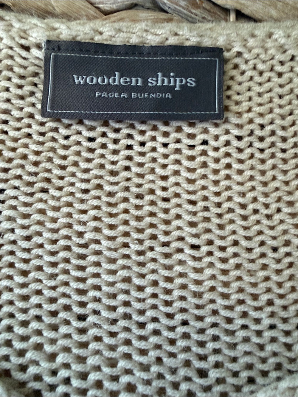 Wooden Ships Cream V-Neck Sweater with Pink LOVE Intarsia - Picture 6 of 9